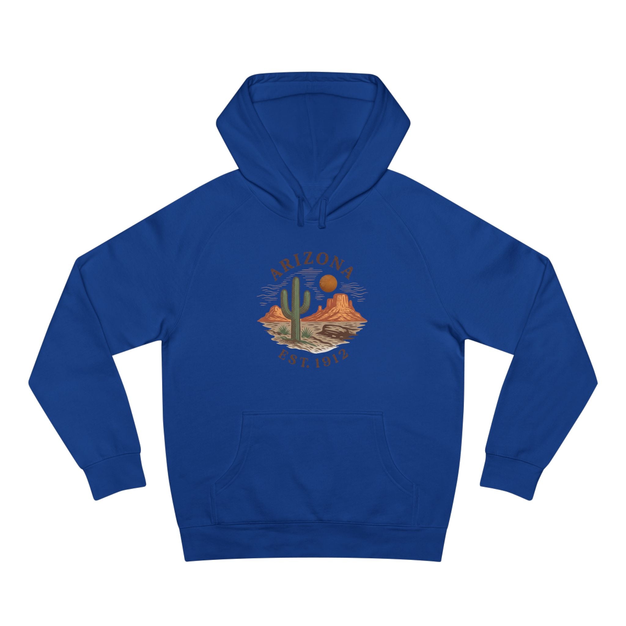 Arizona Desert Hoodie — Cactus Landscape "Est. 1912" Pullover