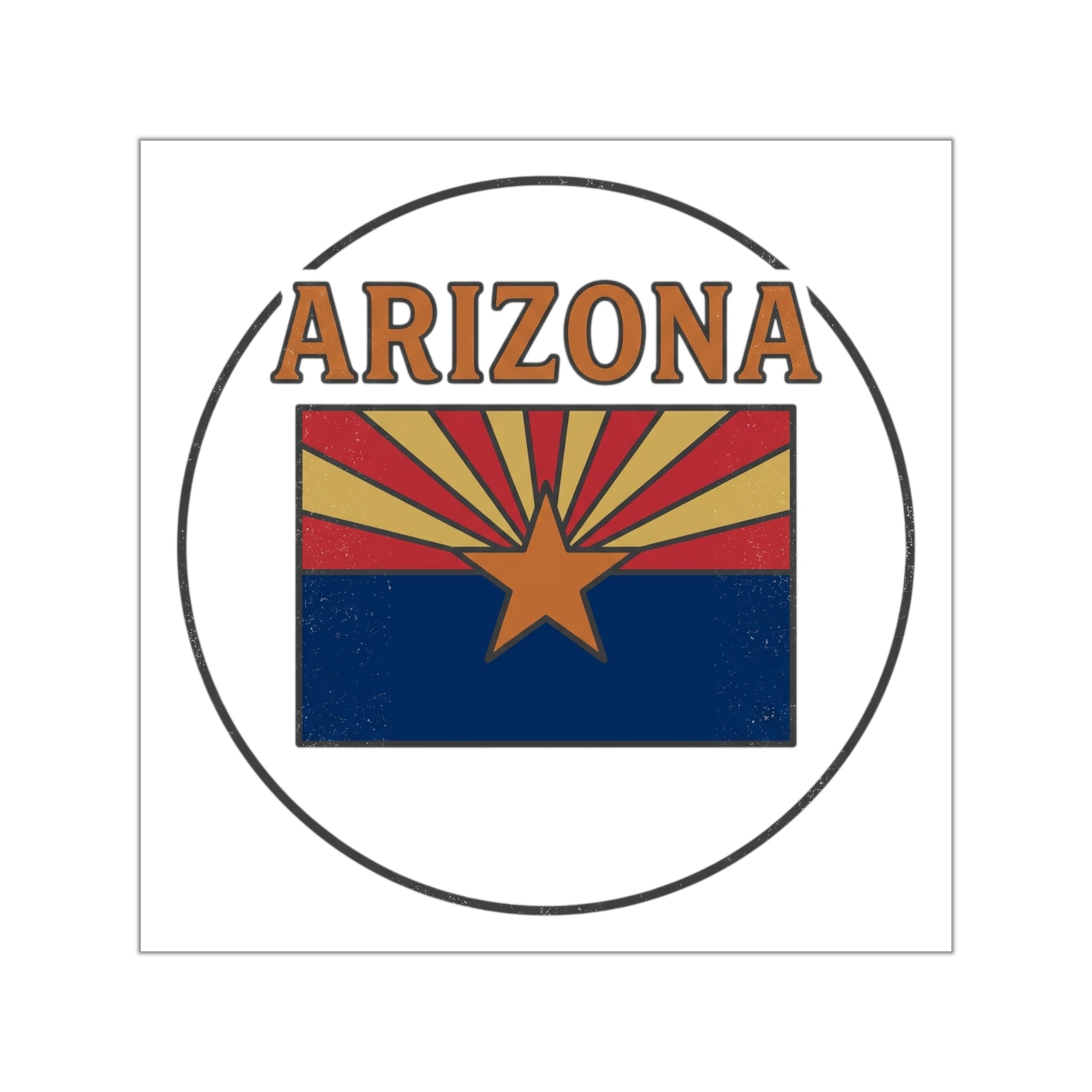 Arizona Flag Square Vinyl Sticker – Retro State Pride Decal — front view