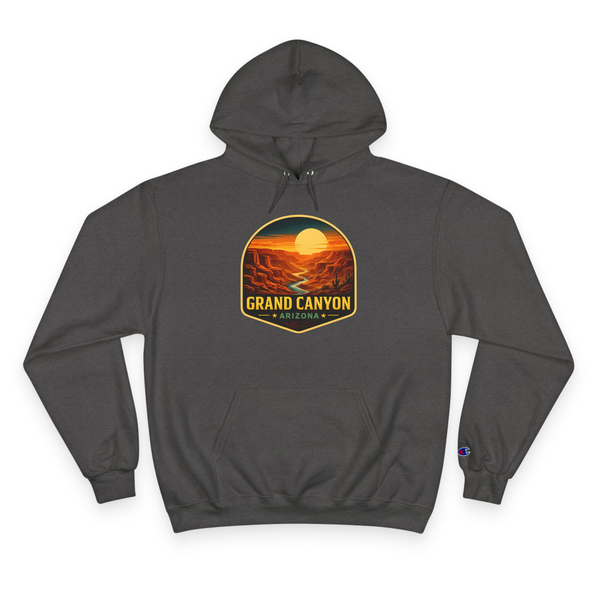 Arizona Desert Hoodie — Grand Canyon Sunset Badge Pullover — front view