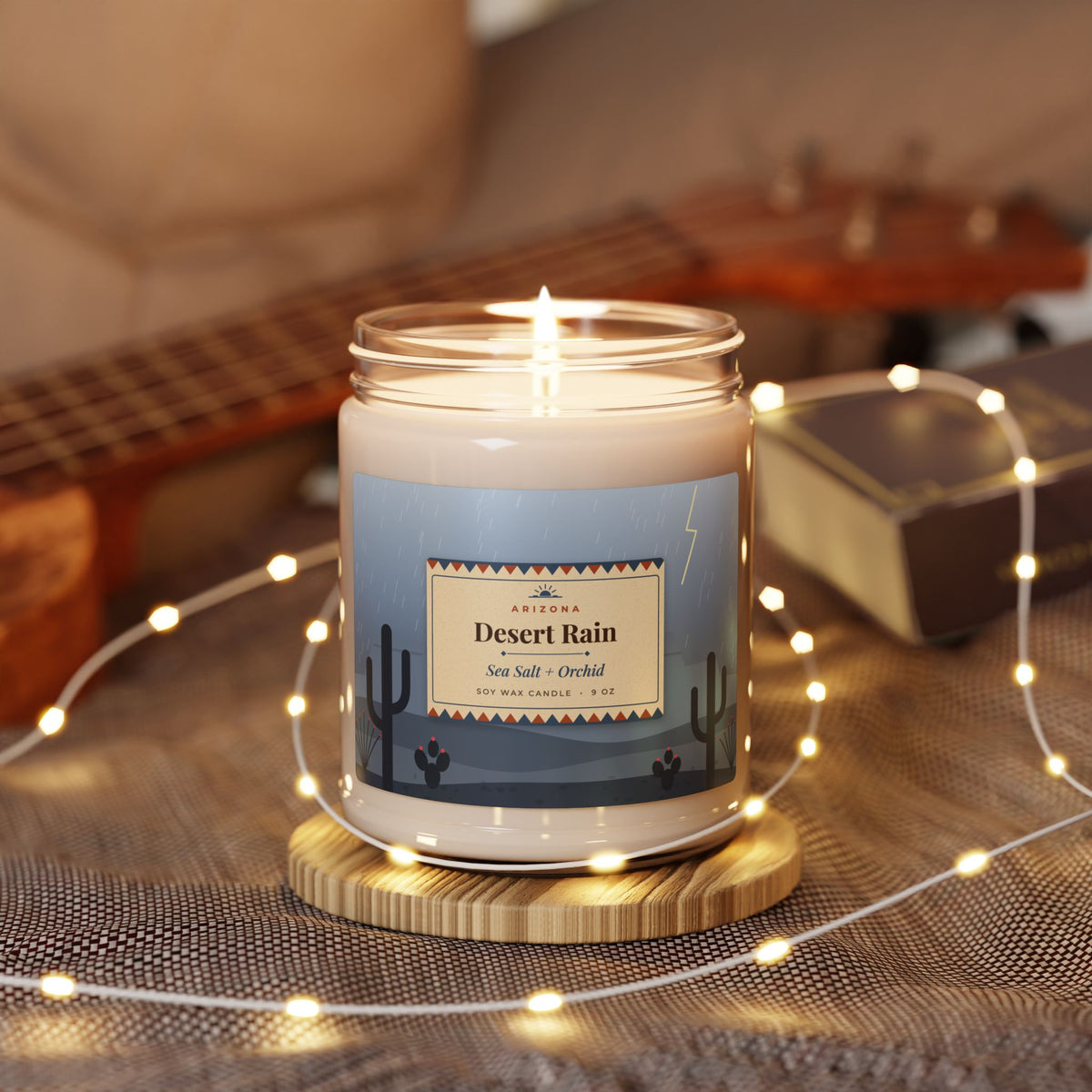 Desert Rain Candle – Sea Salt & Orchid Arizona Monsoon Soy Candle 9oz — side view