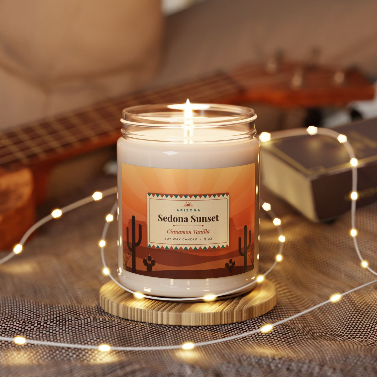Sedona Sunset Candle – Cinnamon Vanilla Arizona Soy Candle 9oz — side view