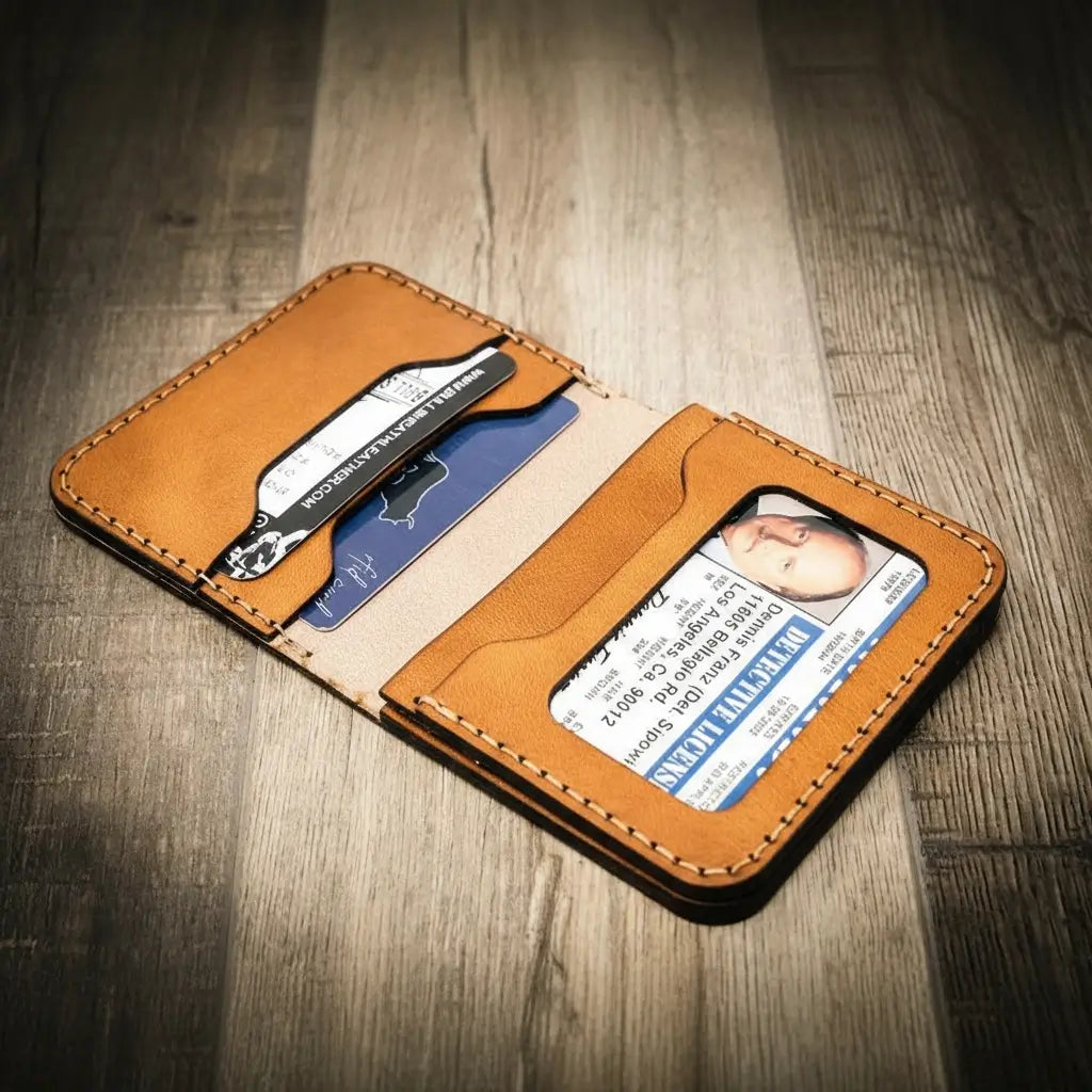 Minimalist leather badge wallet, view 5