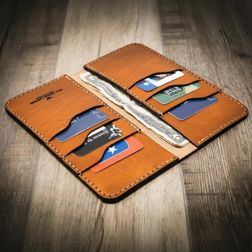 Houstonian long leather wallet, Western roper style, view 9