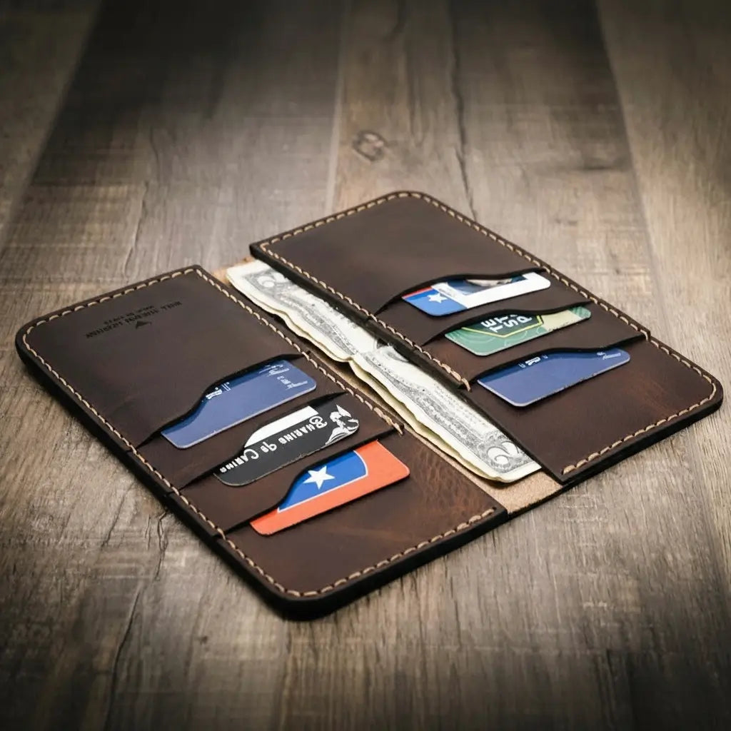 Houstonian long leather wallet, Western roper style, view 6
