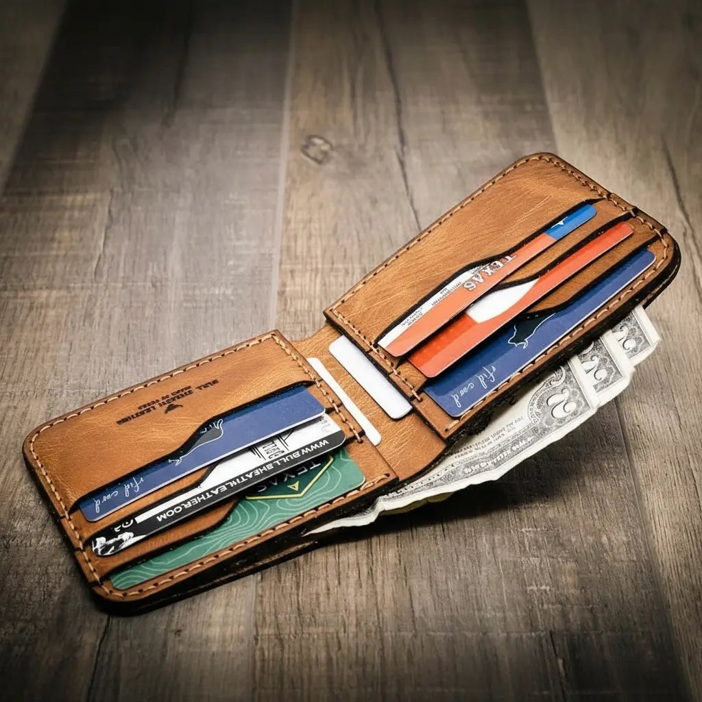 Big Bend bifold full-grain leather wallet, view 4