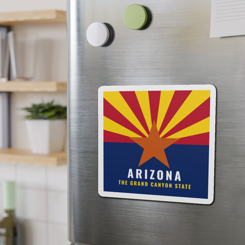 Arizona Grand Canyon State Flag Refrigerator Magnet – Die-Cut AZ Fridge Magnet — side view 2