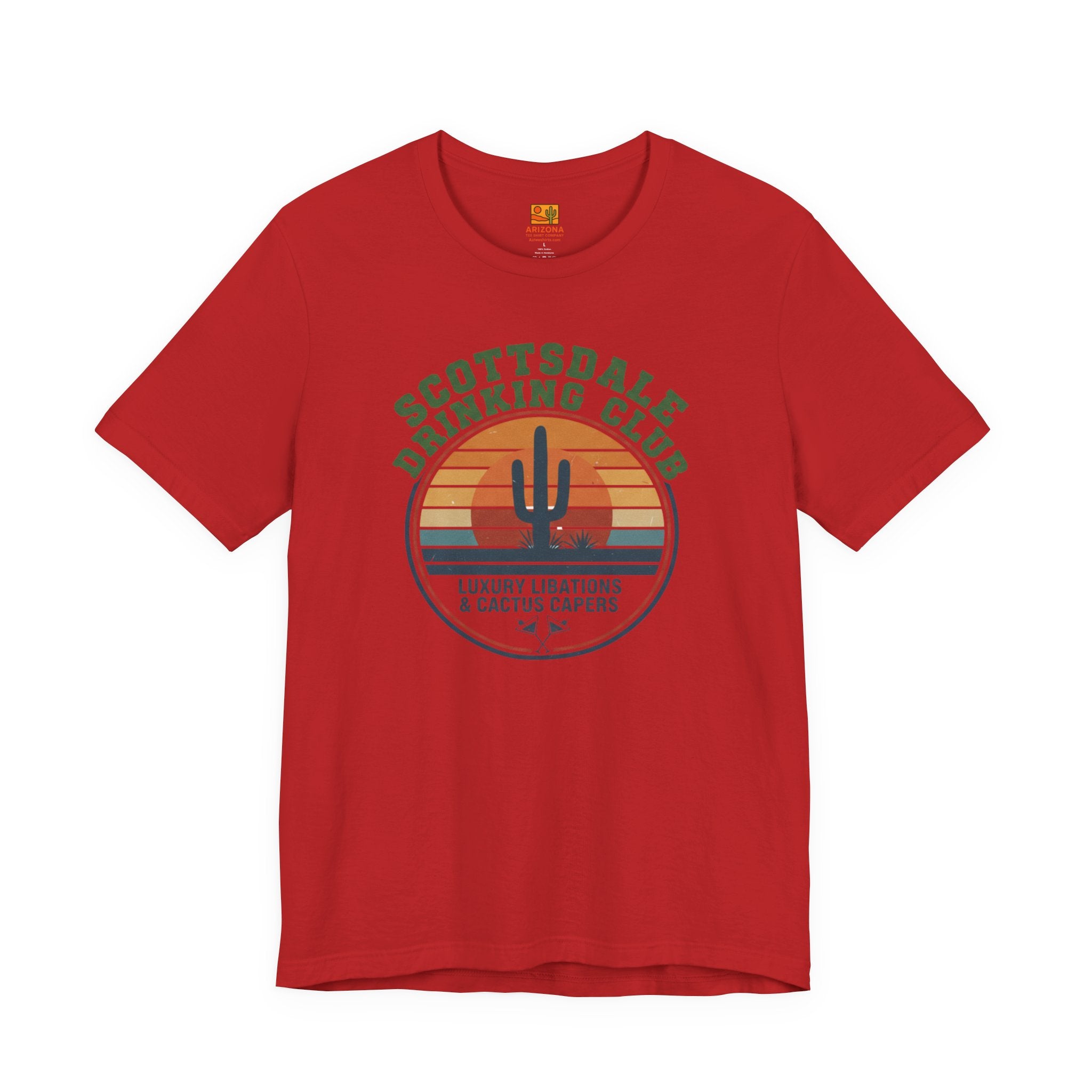 Scottsdale Drinking Club Retro Cactus Sunset Tee — front view 2