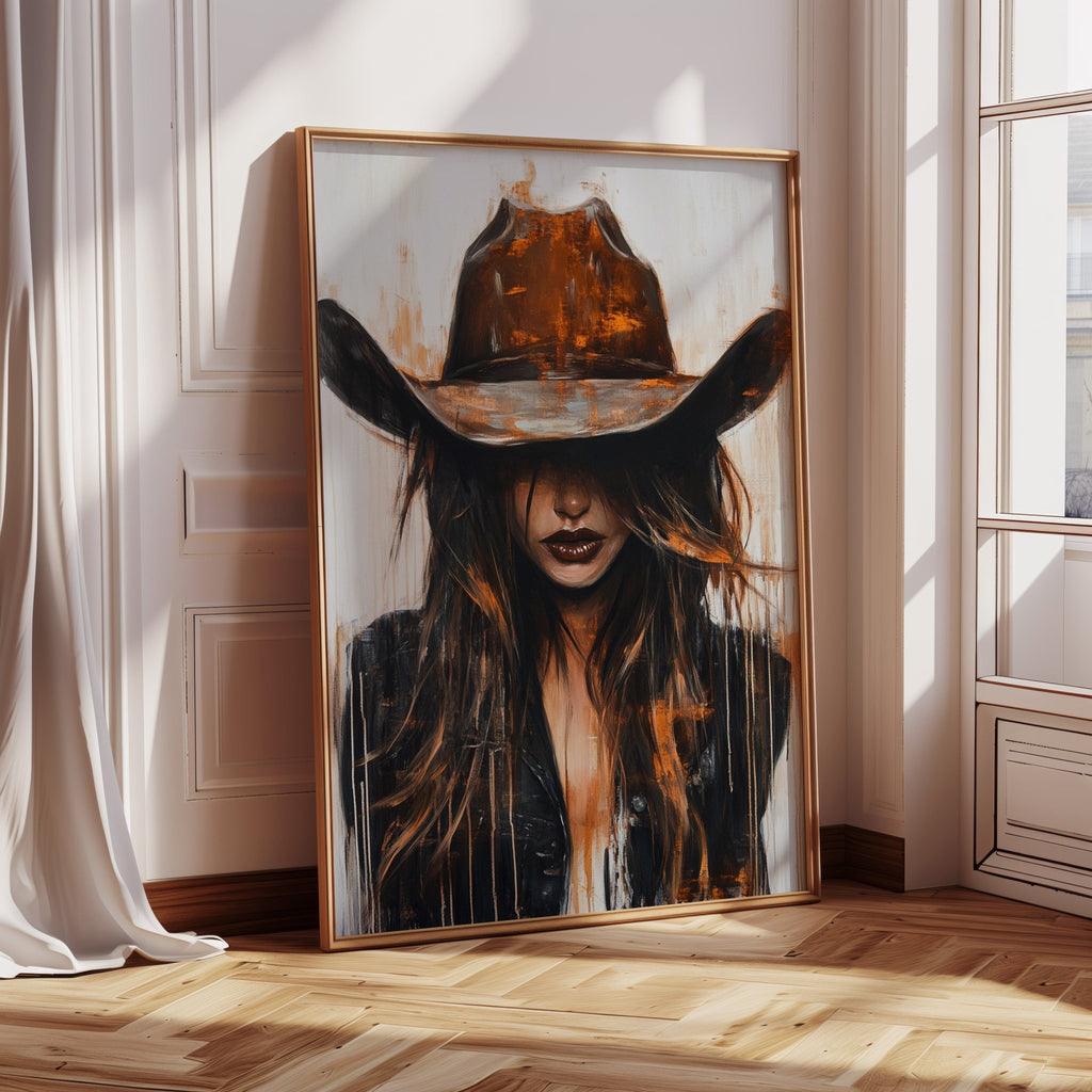 Cowgirl in Crimson modern Western cowgirl painting wall art, view 8