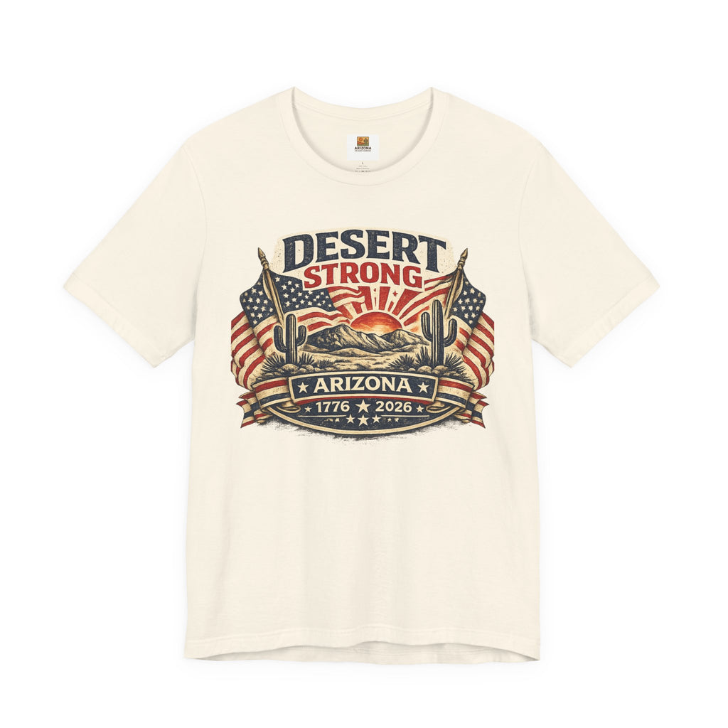 Desert Strong Arizona Tee — Patriotic Flag & Cactus Vintage Graphic Shirt