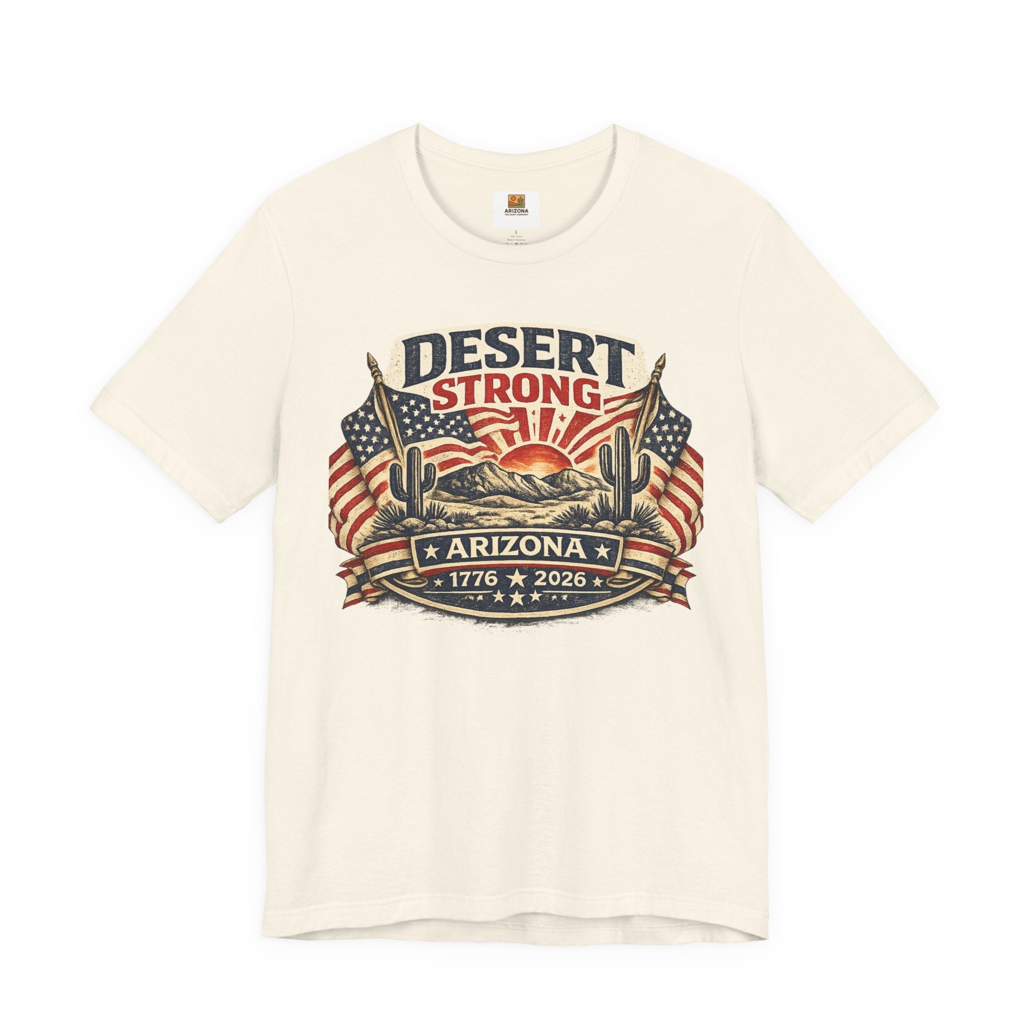 Desert Strong Arizona Tee — Patriotic Flag & Cactus Vintage Graphic Shirt