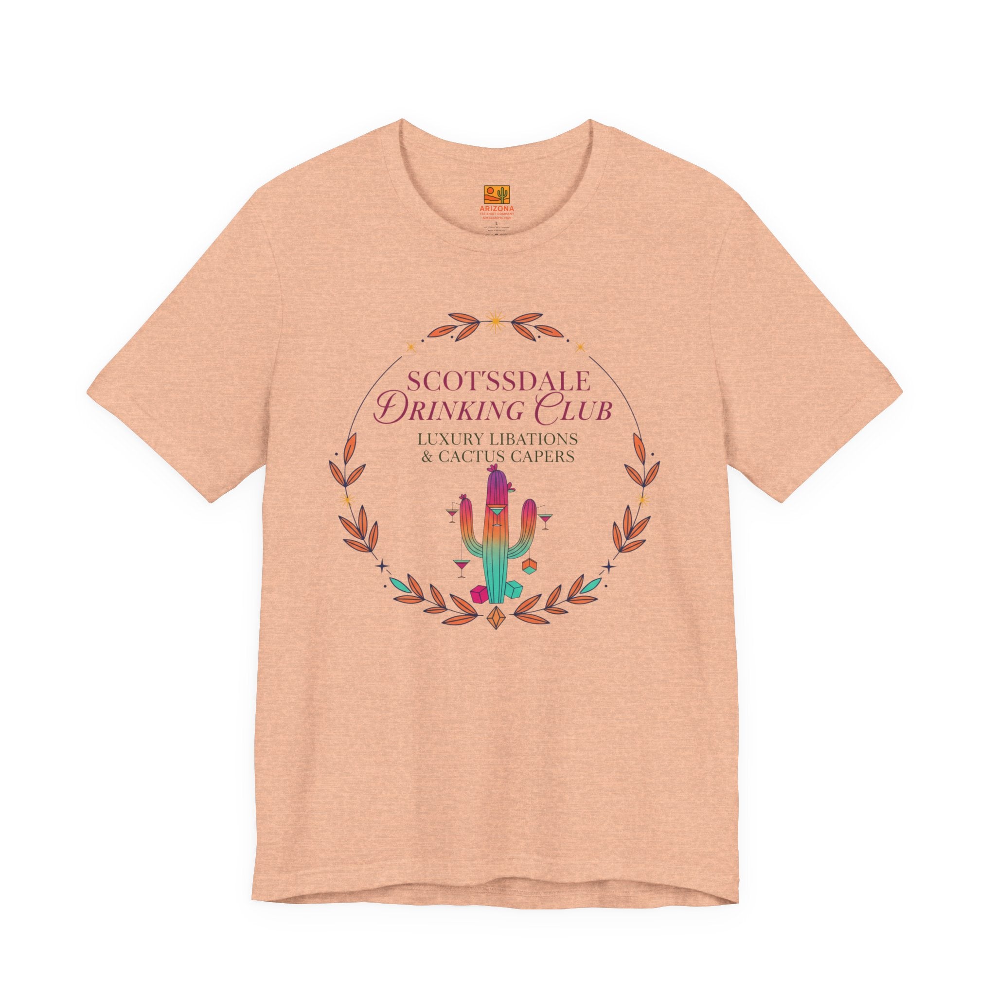 Scottsdale Drinking Club Tee — Cactus & Cocktail Graphic T-Shirt — side view 2
