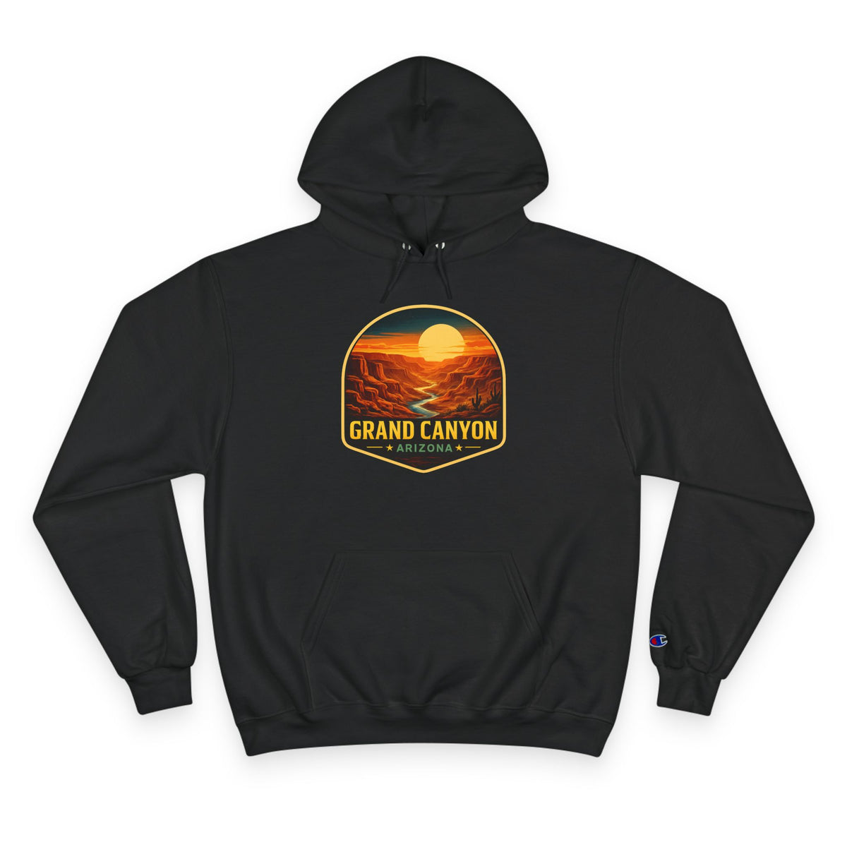 Arizona Desert Hoodie — Grand Canyon Sunset Badge Pullover — front view 2