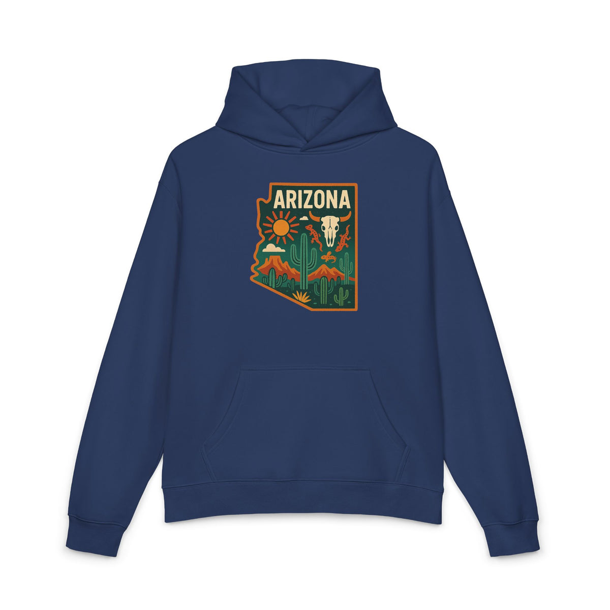 Arizona Desert Hoodie — State Outline Badge Pullover — side view