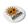 Arizona Sunny Logo Ceramic Coaster — "Where the Sun Takes No Days Off"