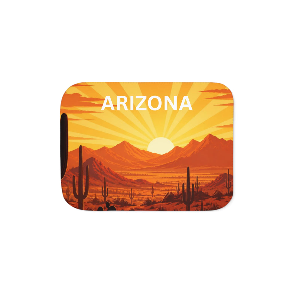 Arizona Desert Sherpa Blanket – Cozy Sunset Cactus Throw — back view