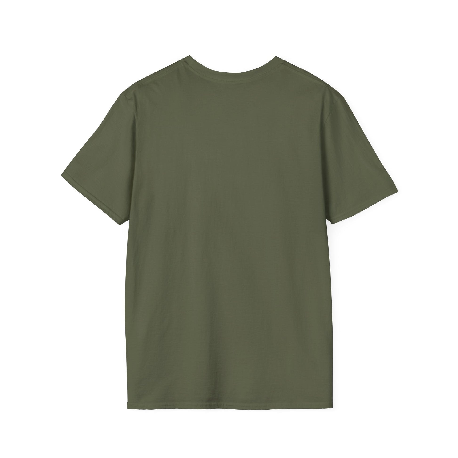 Back view of olive green Arizona Graphic T-Shirt, a softstyle unisex tee for casual wear.
