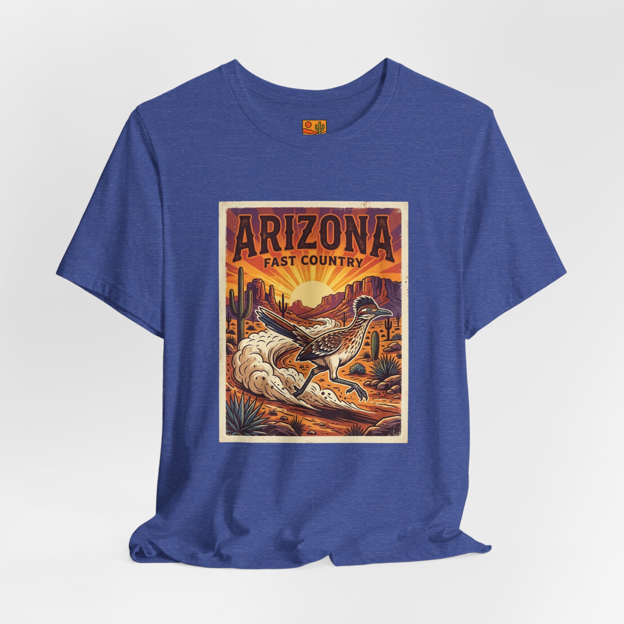 Arizona Fast Country Tee — Vintage Roadrunner Desert Graphic T-Shirt — front view 3