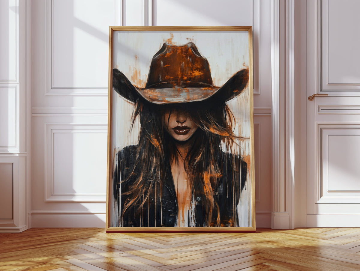 Cowgirl in Crimson modern Western cowgirl painting wall art, view 9