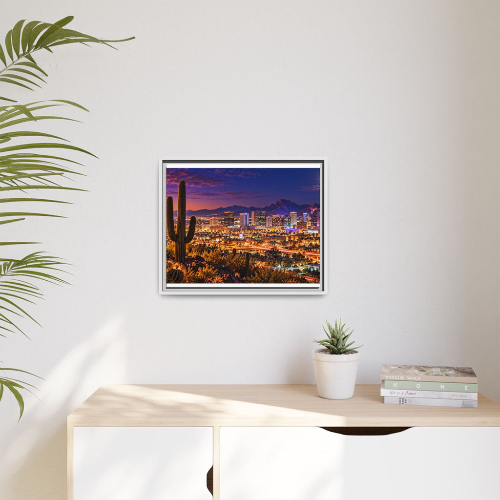 Phoenix Arizona skyline canvas print, framed city lights wall art