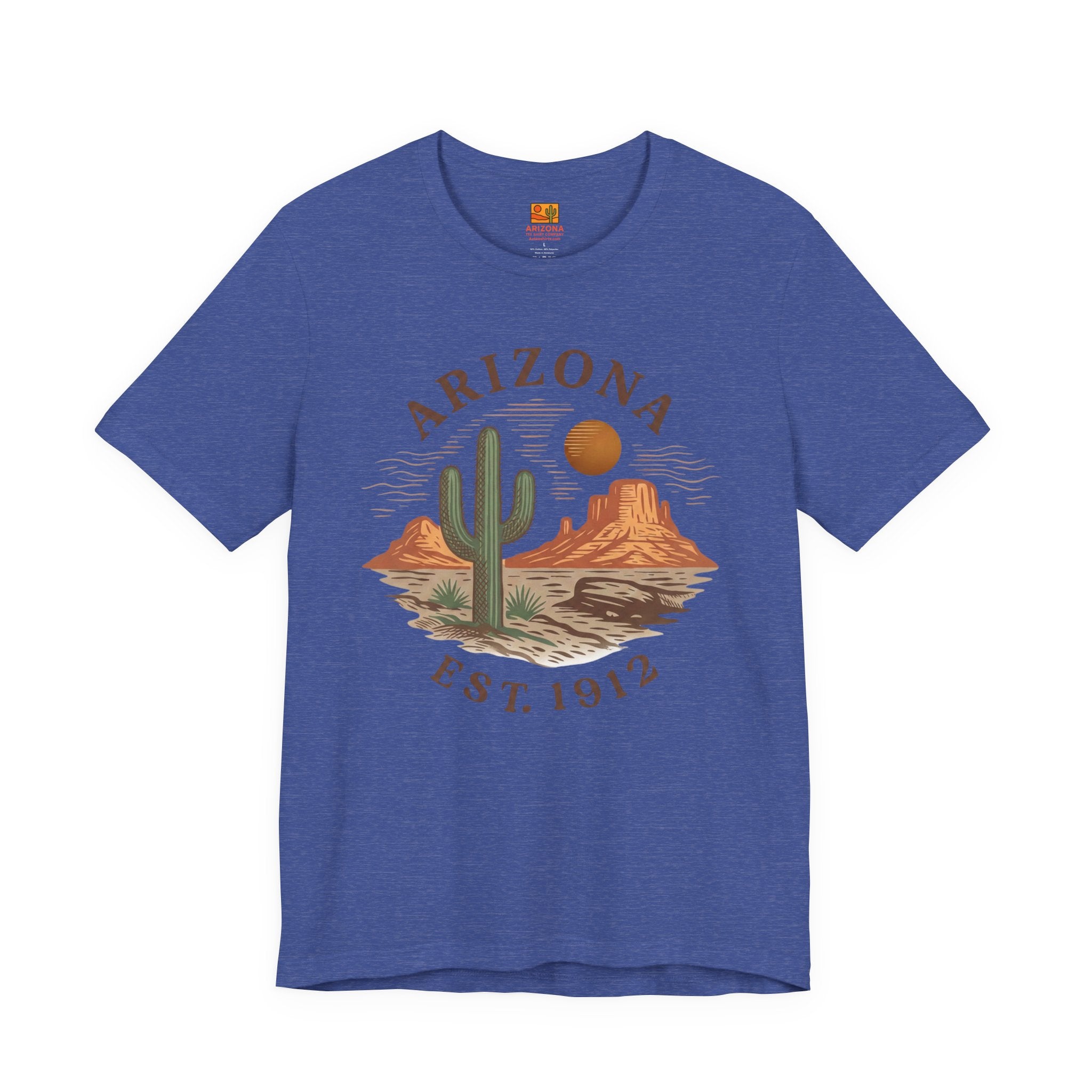 Arizona Desert Graphic Tee — 'Arizona Est. 1912' Cactus Sunset T-Shirt — back view 2