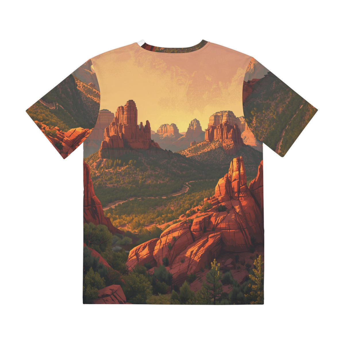 Sedona Red Rocks All-Over Print Tee — Arizona Desert Sunset