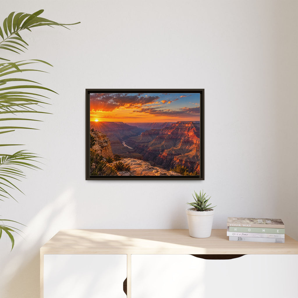 Framed Grand Canyon canvas print, red rock canyon sunset