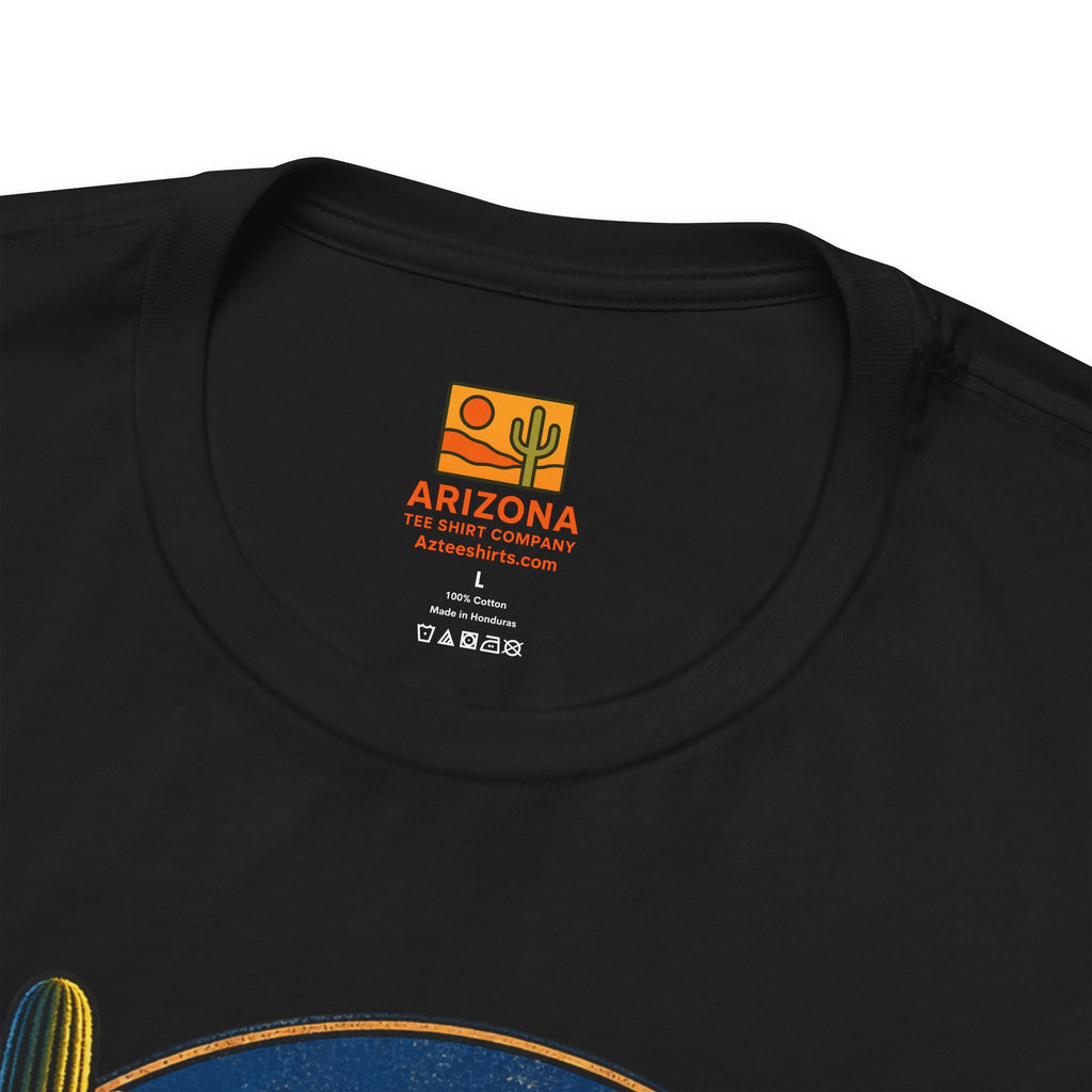 Arizona Desert Sunset Tee — Vintage Cactus Landscape T-Shirt — detail view