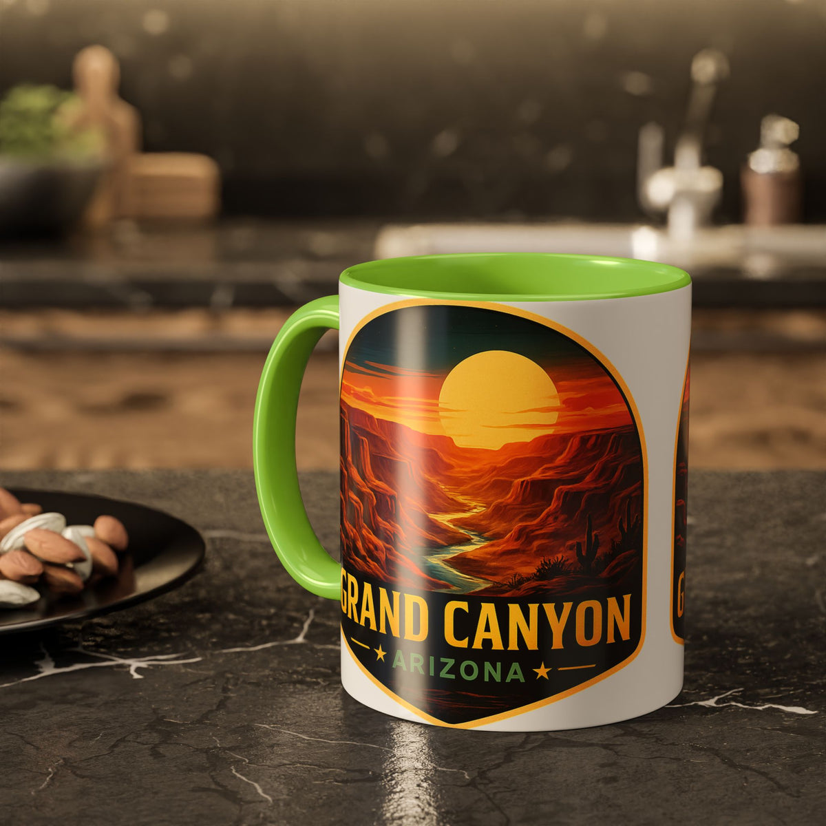 Grand Canyon Sunset Mug — Arizona Travel Coffee Cup (11oz/15oz) — detail view