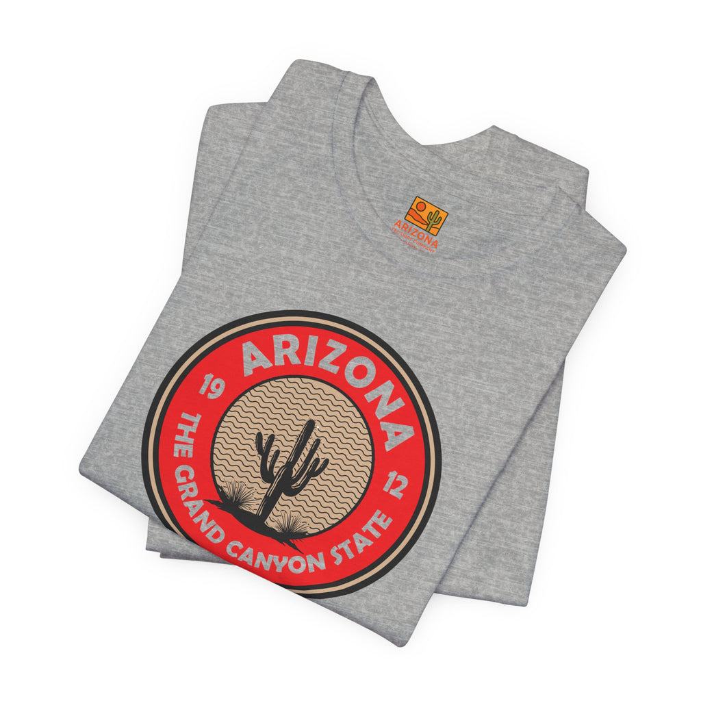 Arizona Cactus Badge Tee — The Grand Canyon State Travel T‑Shirt — side view 2