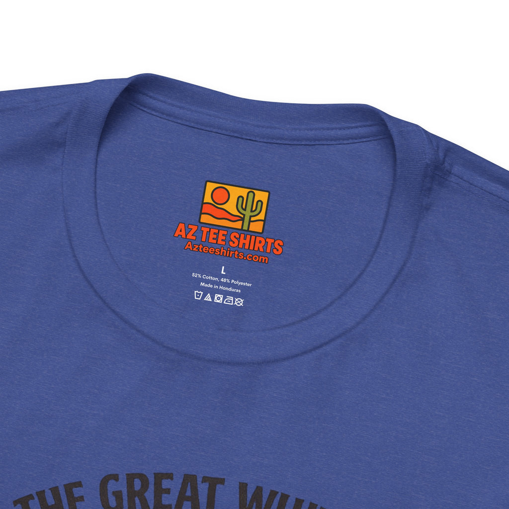 Canada to Arizona Travel Tee — "From the Great White North to the Arizona Desert" — detail view