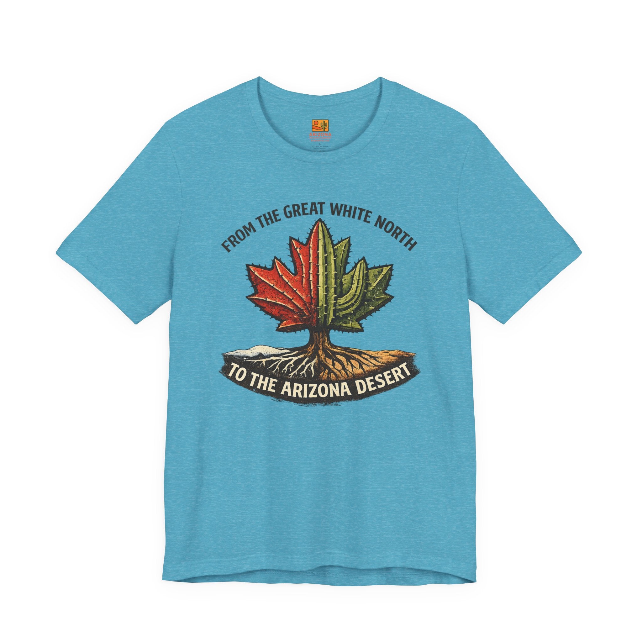 Canada to Arizona Travel Tee — "From the Great White North to the Arizona Desert" — front view 2