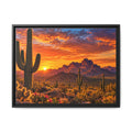 Saguaro cactus desert sunset canvas print, framed Arizona wall art