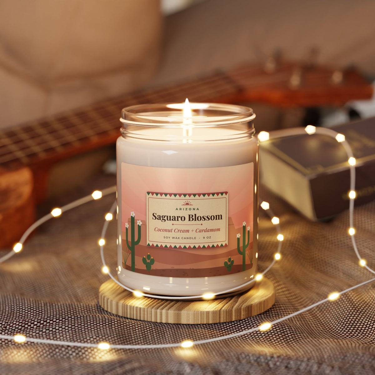 Saguaro Blossom Candle – Coconut Cream & Cardamom Arizona Soy Candle 9oz — side view