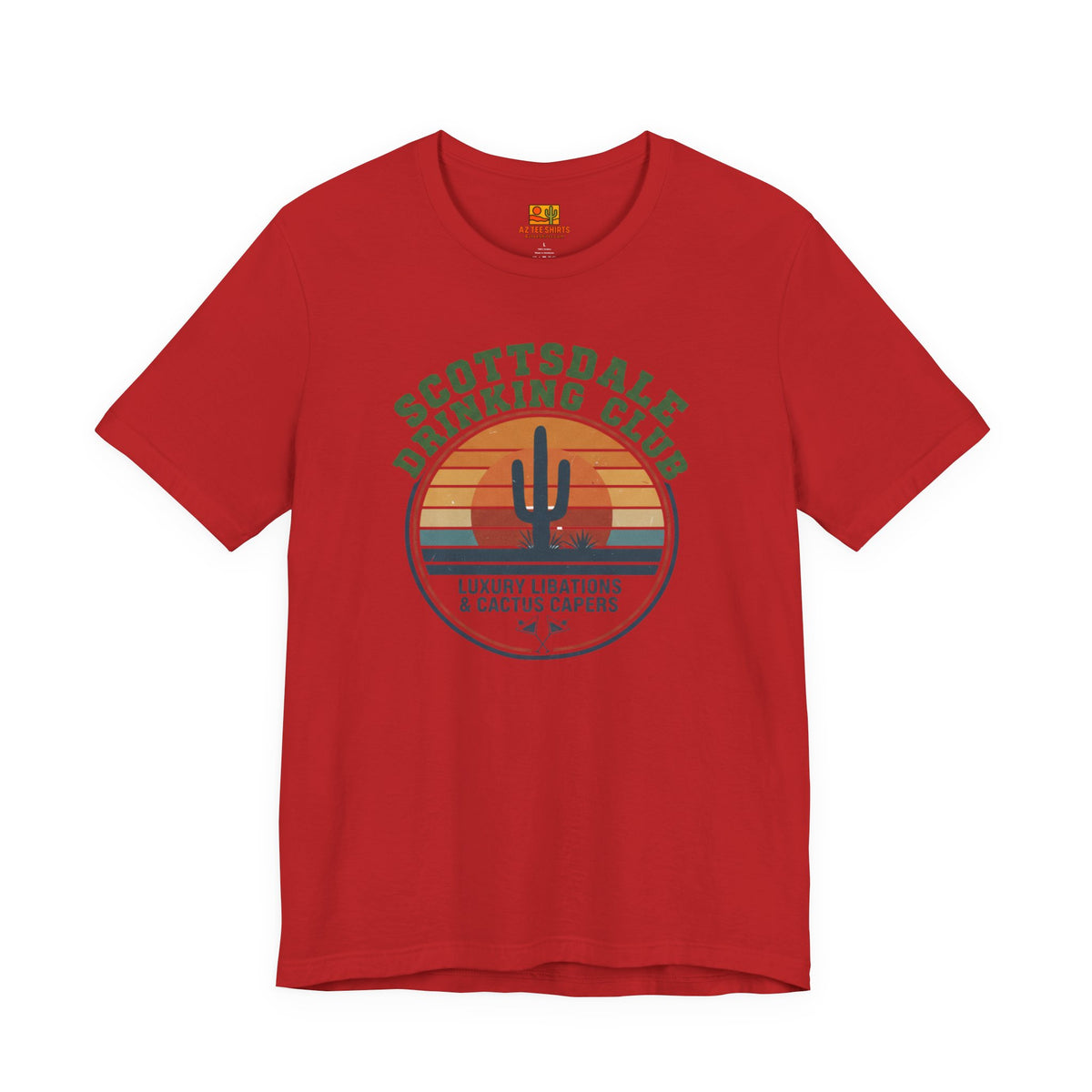 Scottsdale Drinking Club Retro Cactus Sunset Tee — front view 2