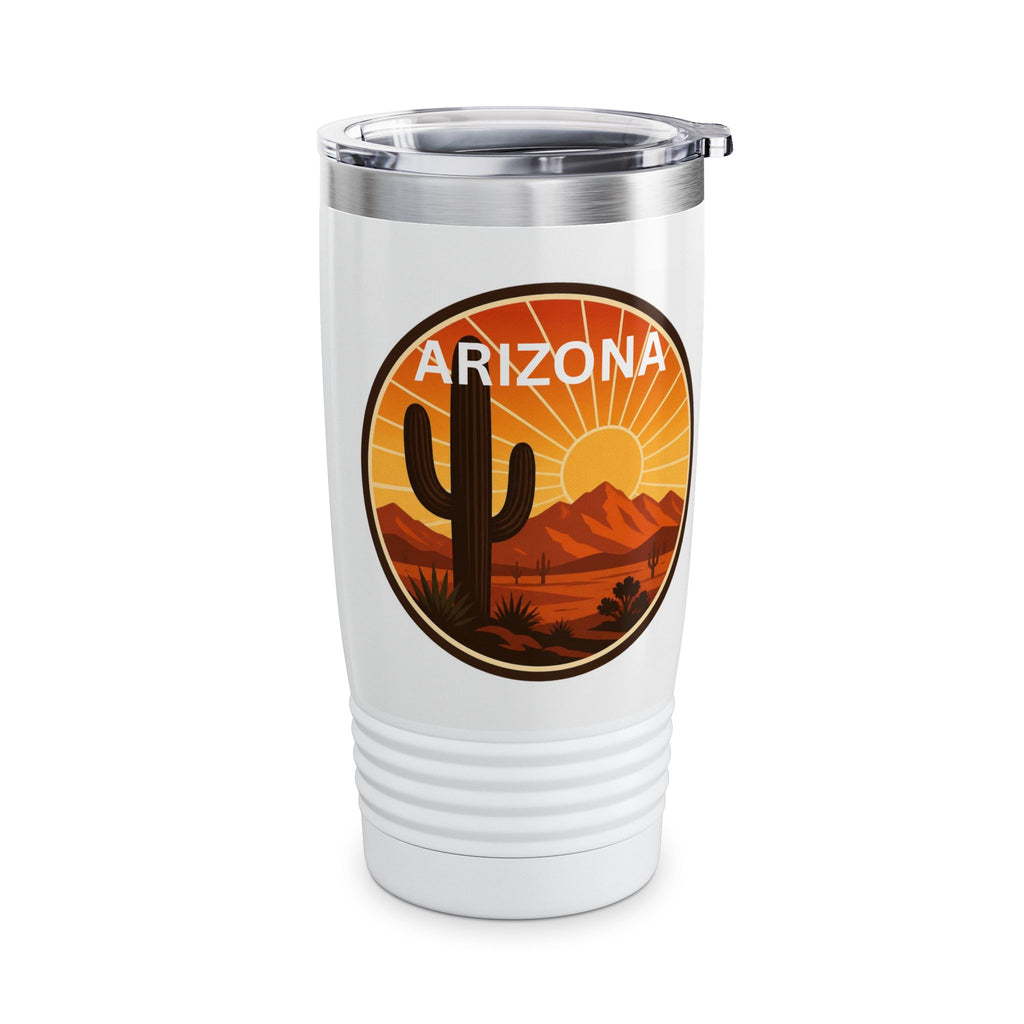 Arizona Sunset Tumbler — 20oz Desert Cactus Travel Mug — front view