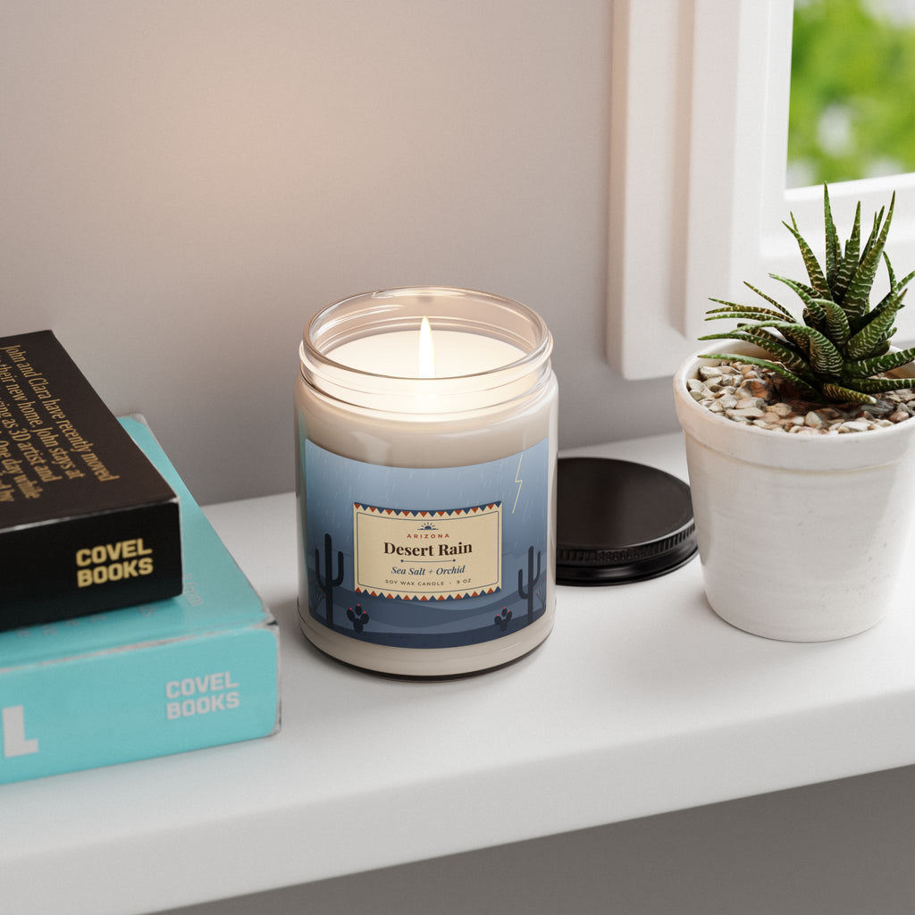 Desert Rain Candle – Sea Salt & Orchid Arizona Monsoon Soy Candle 9oz — detail view