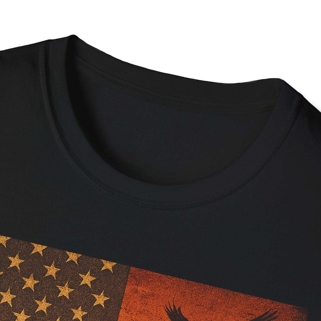 Close-up of Arizona Sunset T-Shirt featuring striking vintage desert graphic and classic crew neckline.