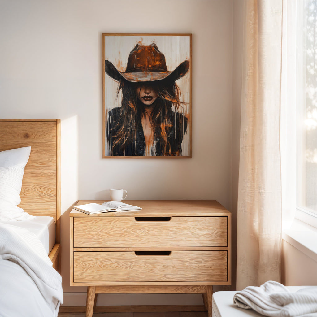 Cowgirl in Crimson modern Western cowgirl painting wall art, view 10