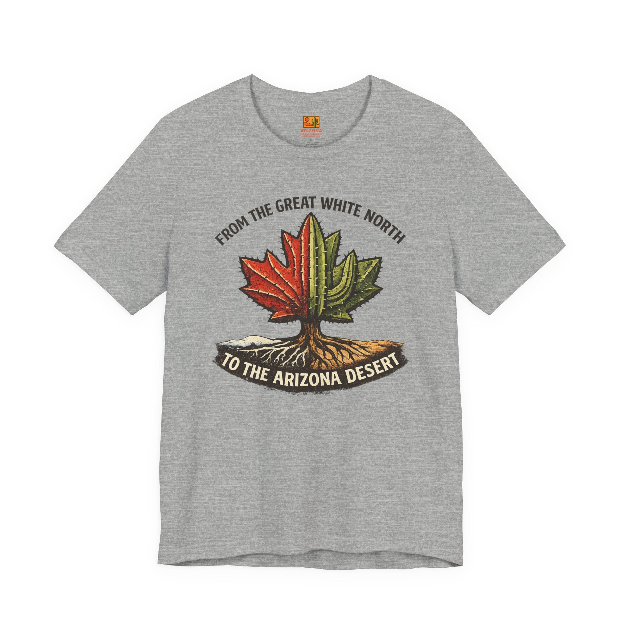 Canada to Arizona Travel Tee — "From the Great White North to the Arizona Desert" — lifestyle view