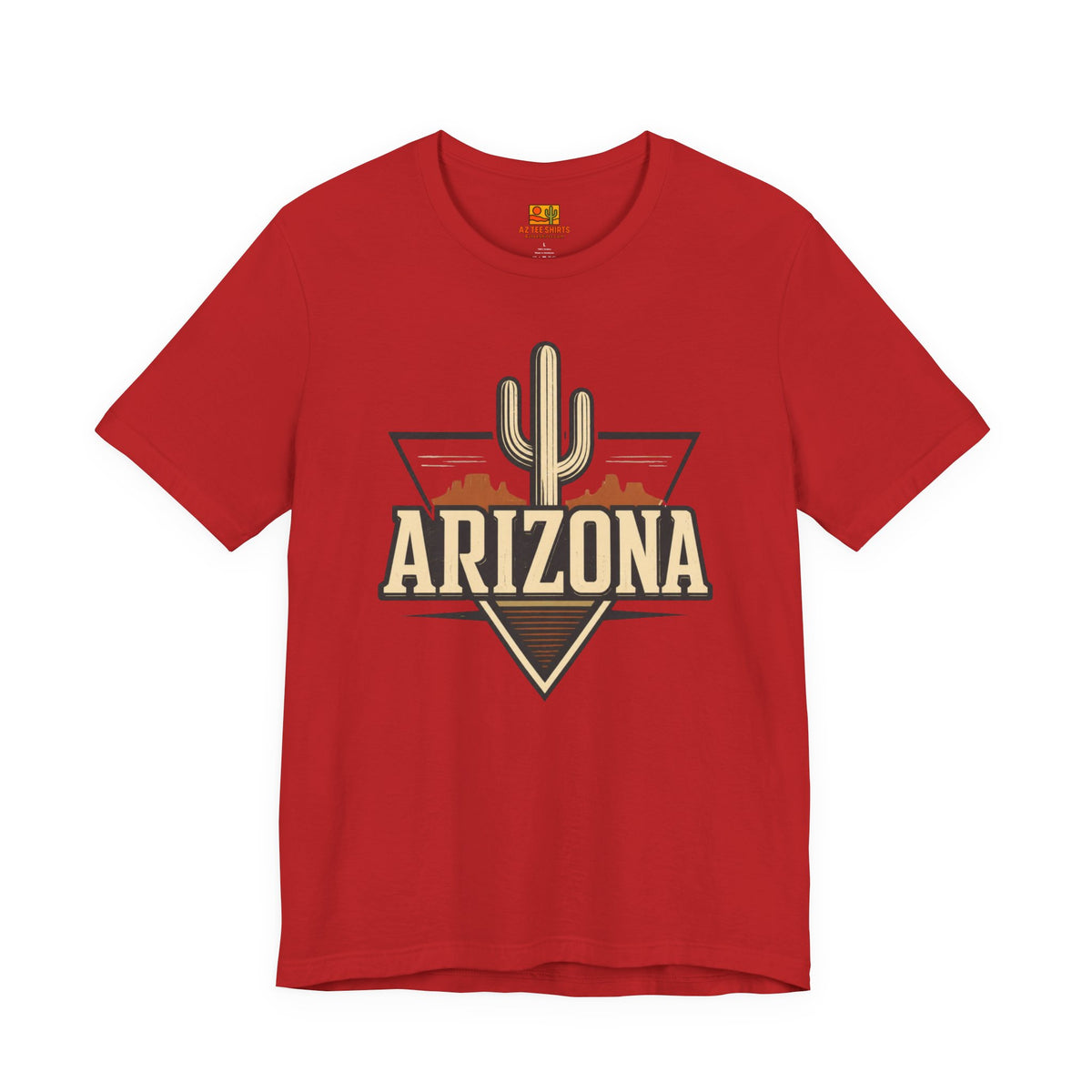 Arizona Saguaro Desert Mesa T-Shirt in red, vintage western badge graphic tee