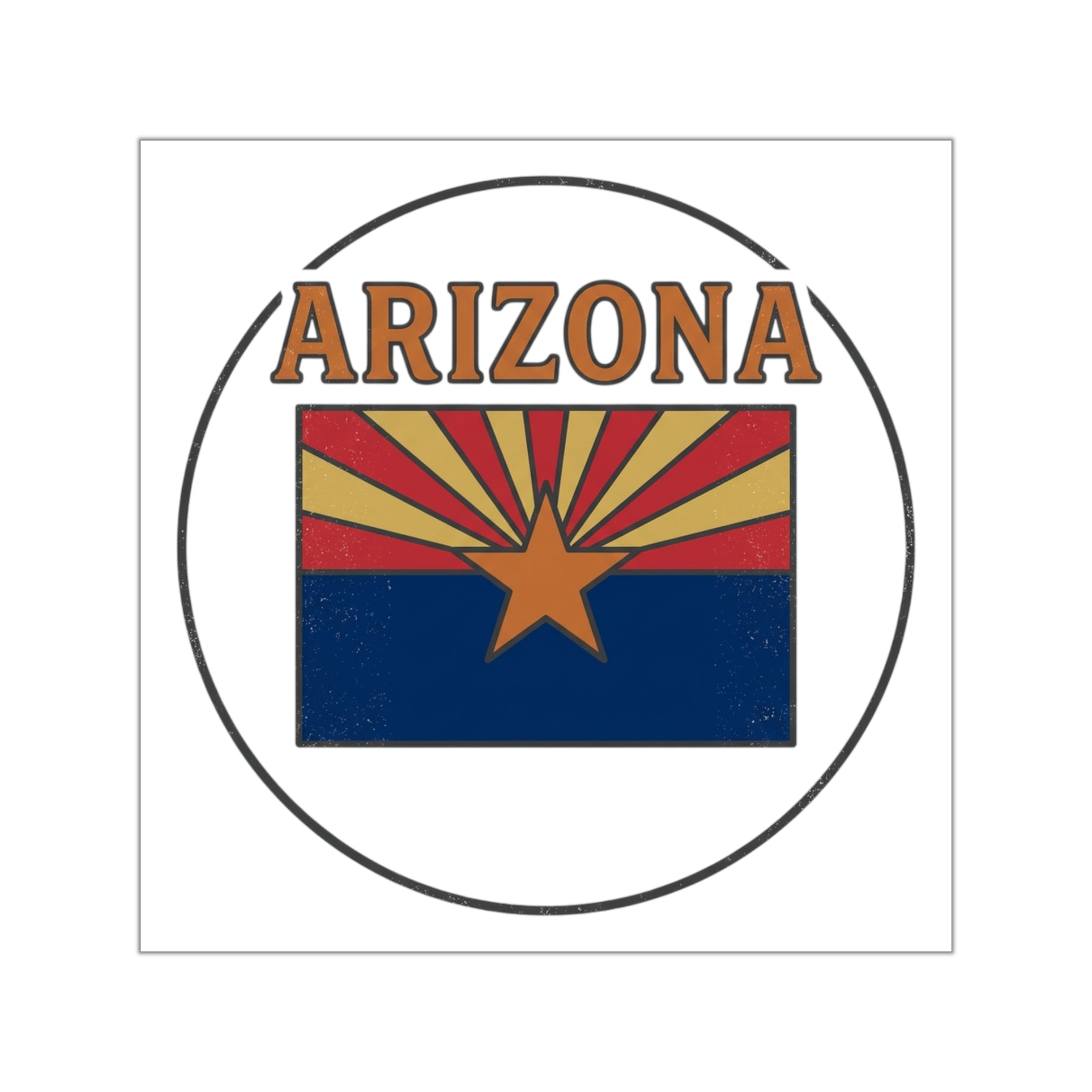 Arizona Flag Square Vinyl Sticker – Retro State Pride Decal — side view