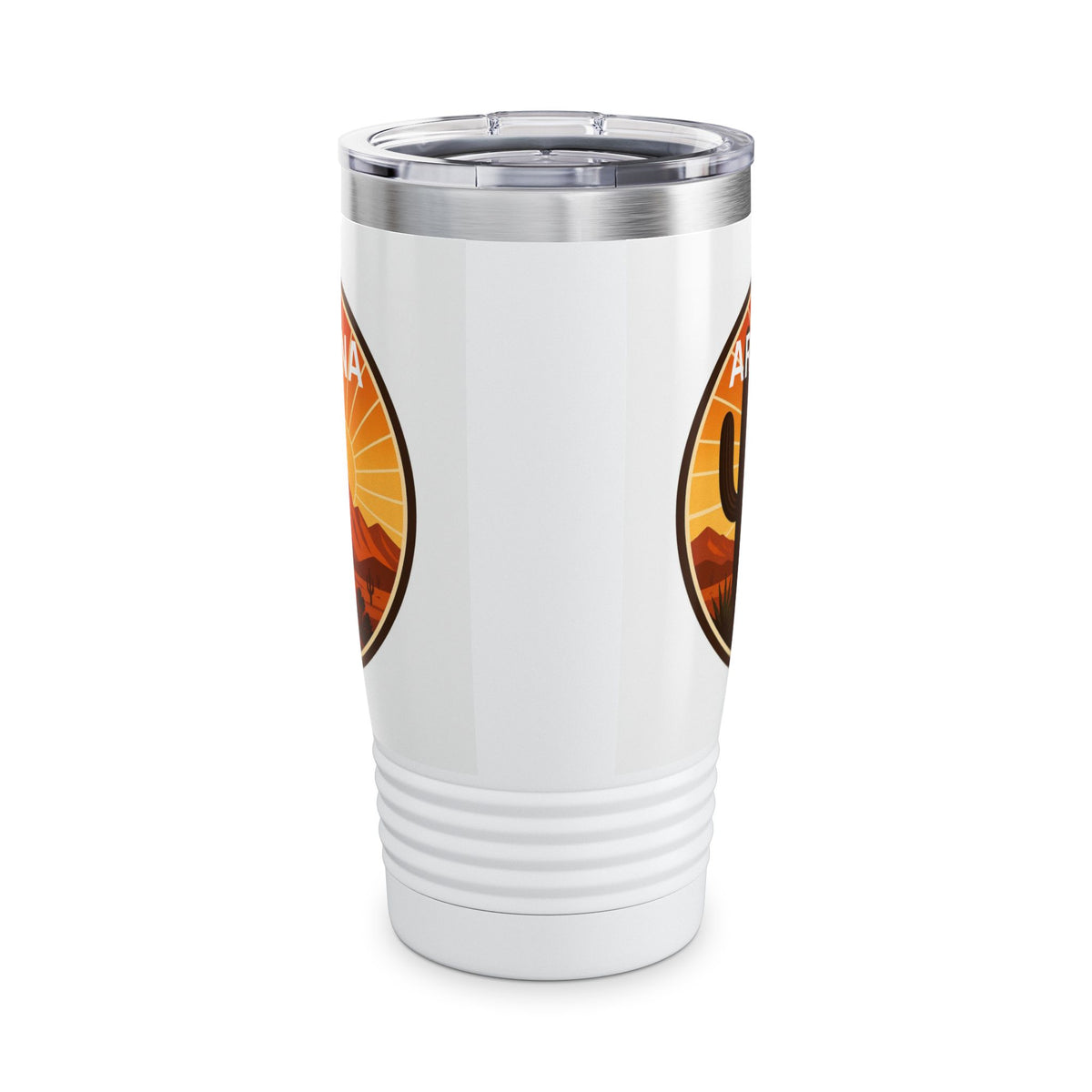 Arizona Sunset Tumbler — 20oz Desert Cactus Travel Mug — back view