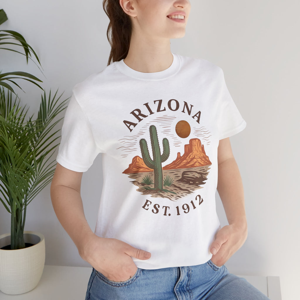 Arizona Desert Graphic Tee — 'Arizona Est. 1912' Cactus Sunset T-Shirt — side view
