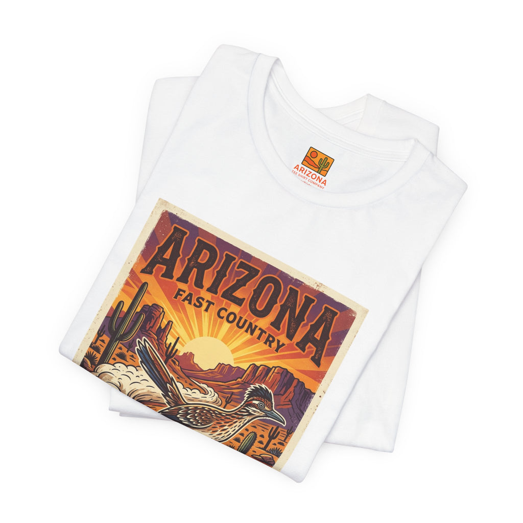 Arizona Fast Country Tee — Vintage Roadrunner Desert Graphic T-Shirt — back view 2