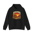 Arizona Saguaro Sunset Hoodie in black, vintage desert cactus pullover