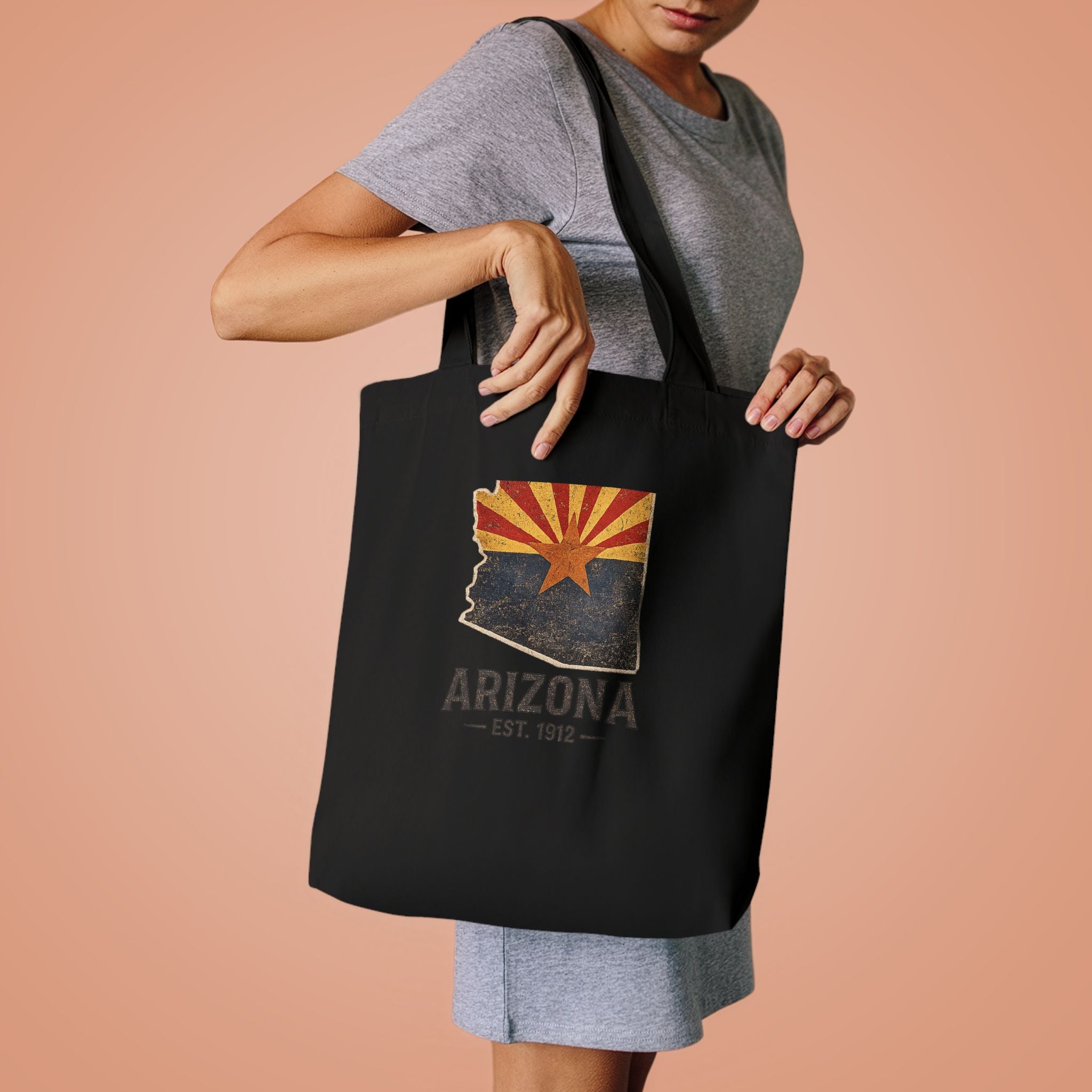 Arizona State Flag Canvas Tote Bag - Vintage Arizona Est. 1912 Shopping Bag