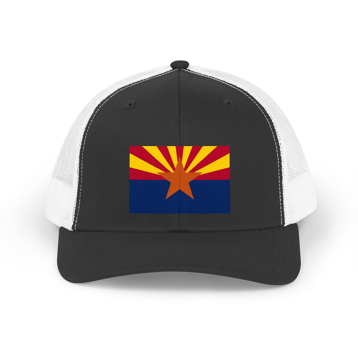 Arizona flag embroidered trucker hat - Black/White, front view