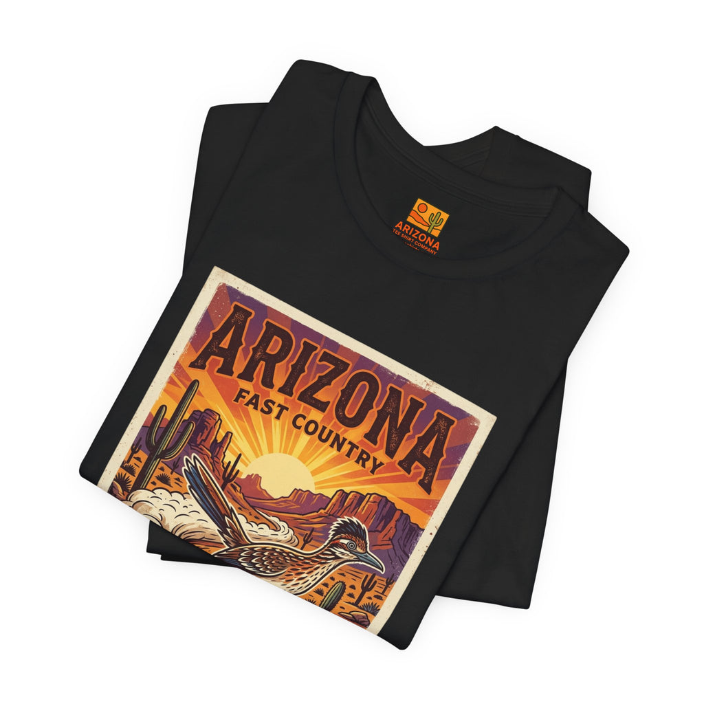 Arizona Fast Country Tee — Vintage Roadrunner Desert Graphic T-Shirt — alternate view