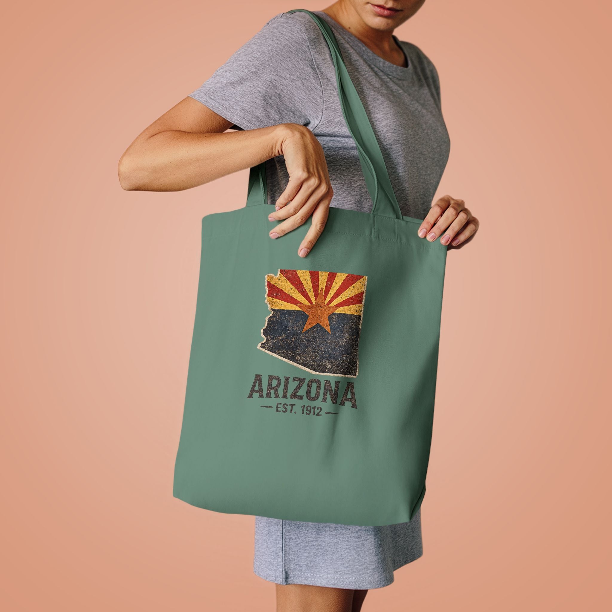 Arizona State Flag Canvas Tote Bag - Vintage Arizona Est. 1912 Shopping Bag