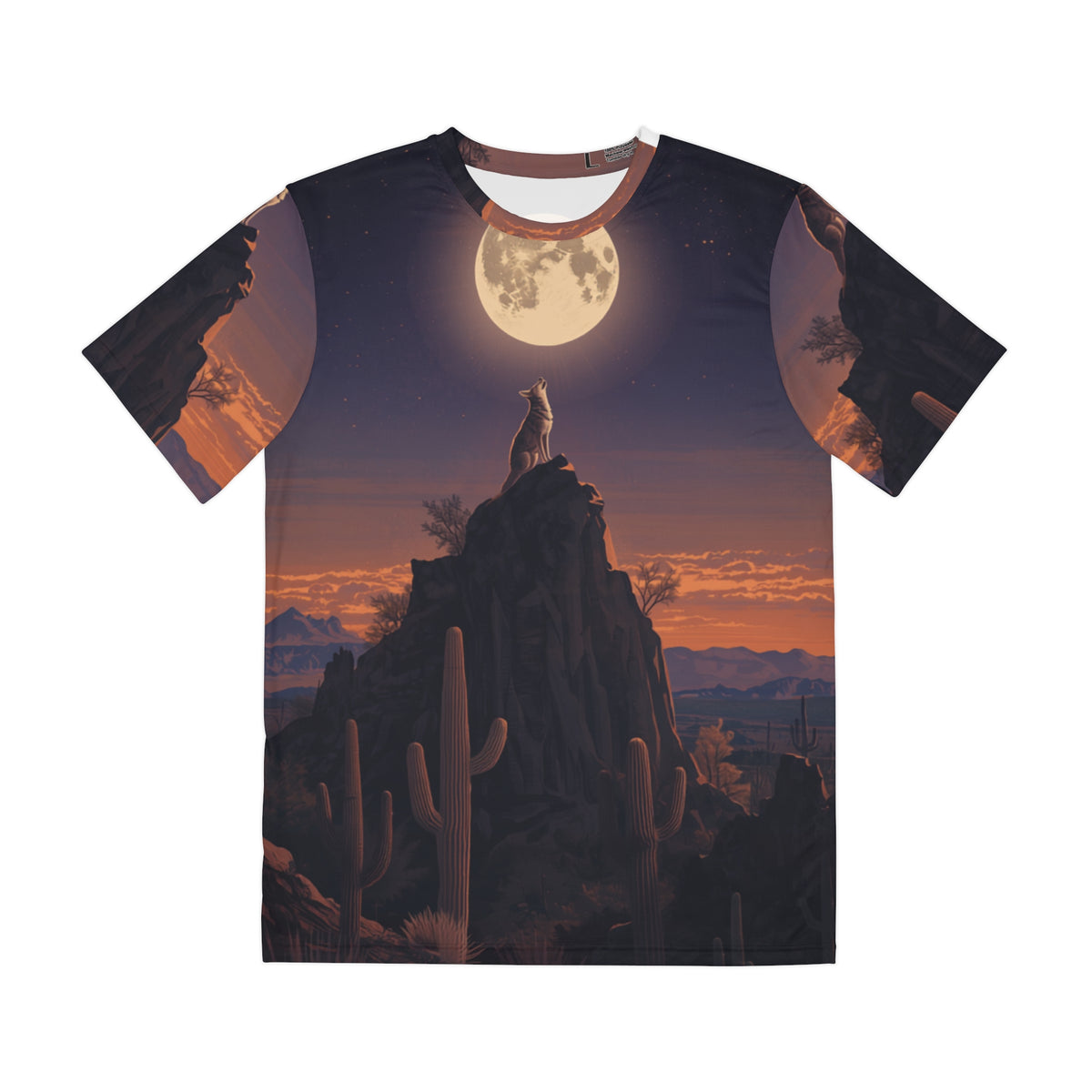 Desert Moonlight Coyote All-Over Print Tee — Arizona Night Sky